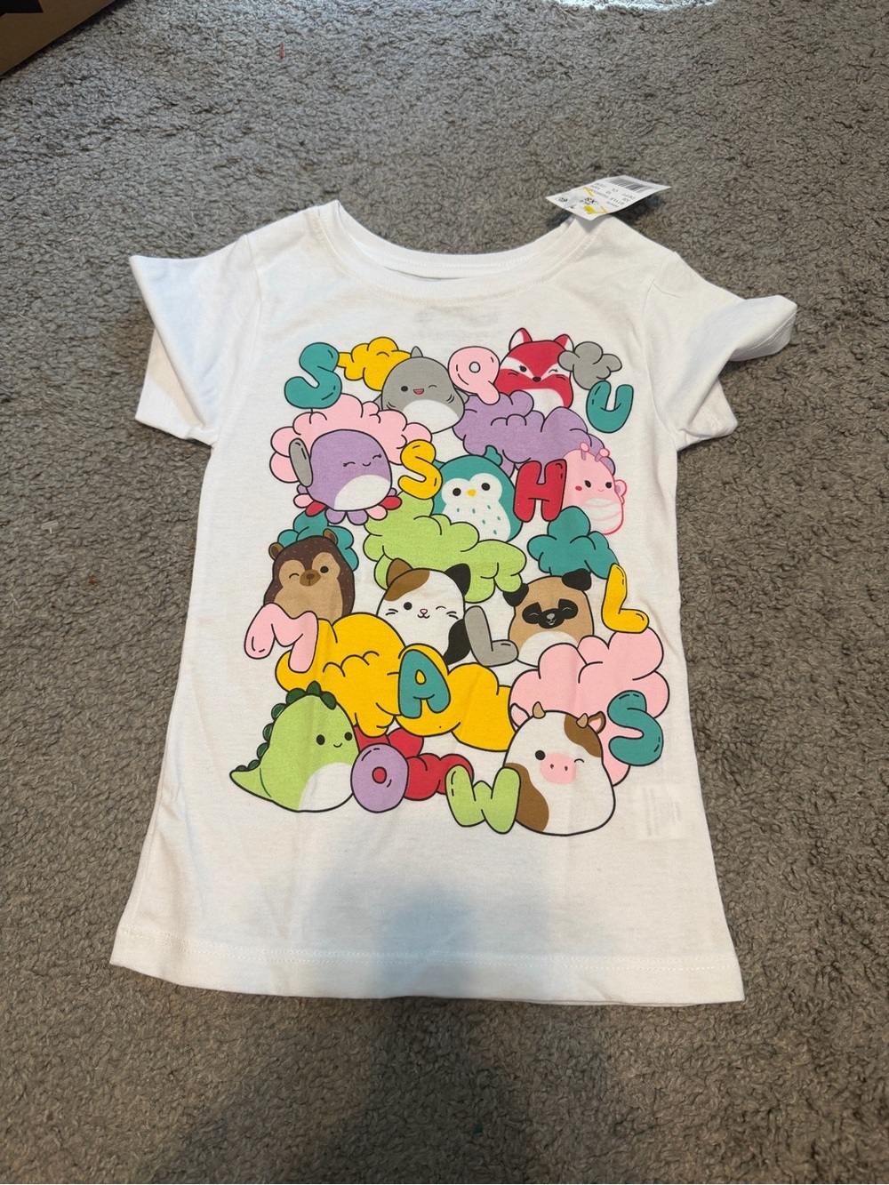 Squishmallows White Tee with Pastel Character Print